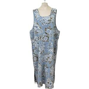 VTG 90s ORIGINAL TY WEAR Lightweight Floral Sleeveless Maxi Dress in Blue SZ 24